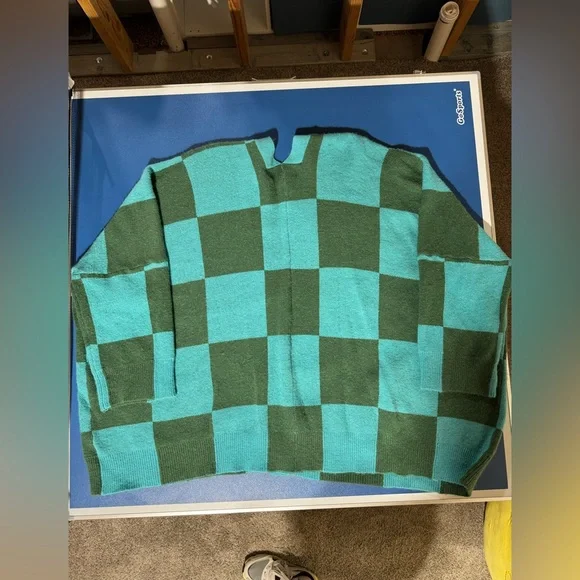 Dressed in LALA Green Checkered Cardigan - Picture 2 of 3